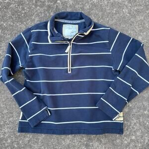 Joules Navy Striped Quarter Zip Sweatshirt Pullover Women’s Size Large